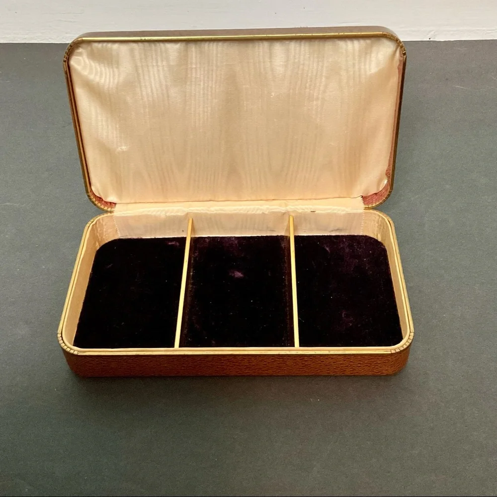 Vintage Mid Century Modern Farrington Texol Jewelry Box Brown - Picture 2 of 10